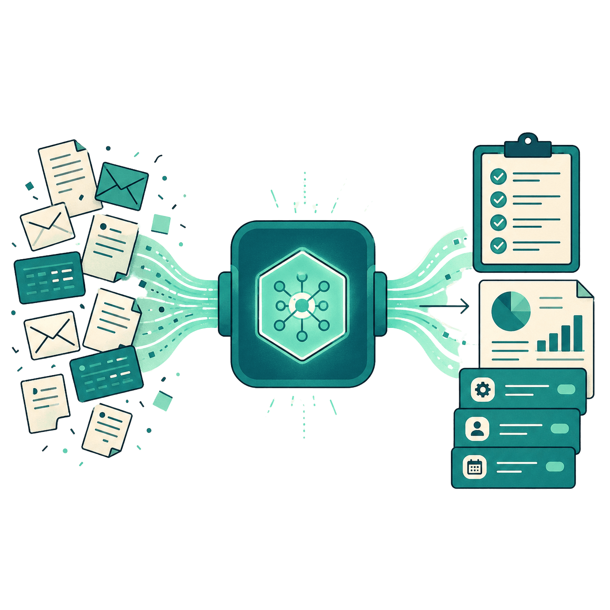 Illustration: AI agent hub data flow